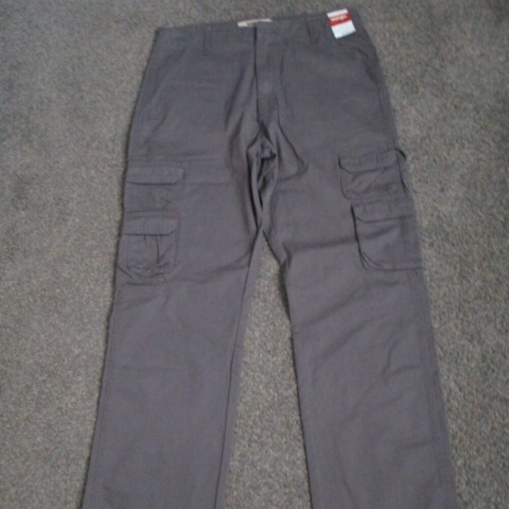 Mens Wrangler Authentics Grey Gray Cargo Pants 34 x 34 NEW